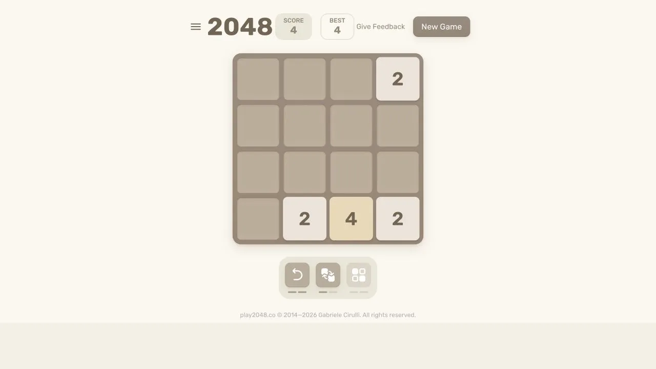 2048 puzzle board in the browser host.