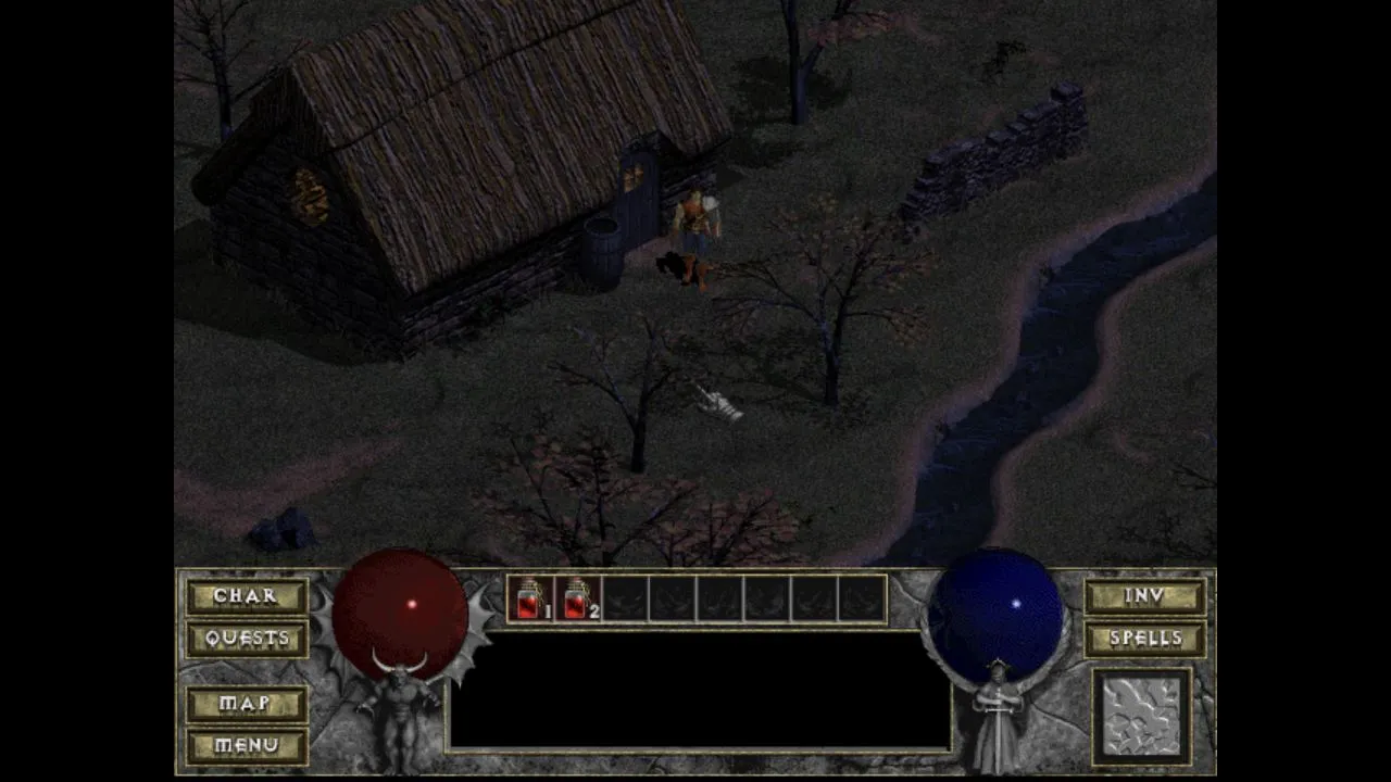 Diablo shareware town scene in the DiabloWeb browser project.