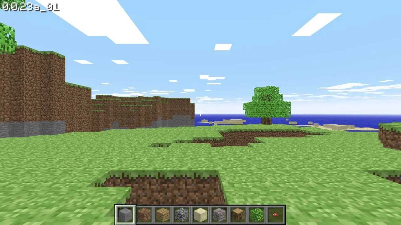 Minecraft Classic voxel world loaded in the browser host.
