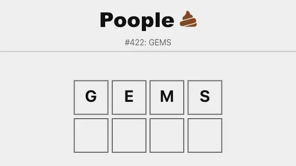 Poople game title above a GEMS letter grid.